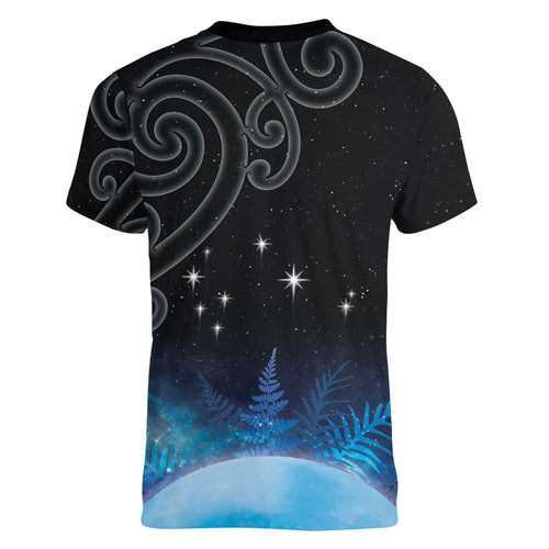 New Zealand Matariki Women V-Neck T-Shirt Pleiades Star Cluster Blue Galaxy