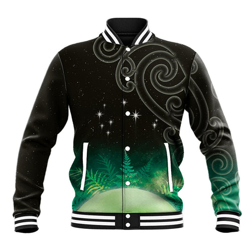 New Zealand Matariki Baseball Jacket Pleiades Star Cluster Green Galaxy