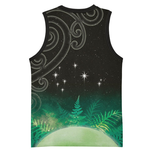 New Zealand Matariki Basketball Jersey Pleiades Star Cluster Green Galaxy