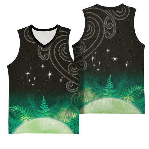 New Zealand Matariki Basketball Jersey Pleiades Star Cluster Green Galaxy