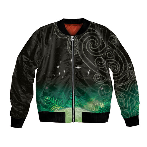 New Zealand Matariki Bomber Jacket Pleiades Star Cluster Green Galaxy