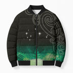 New Zealand Matariki Bomber Puffer Jacket Pleiades Star Cluster Green Galaxy