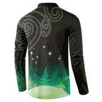 New Zealand Matariki Button Sweatshirt Pleiades Star Cluster Green Galaxy