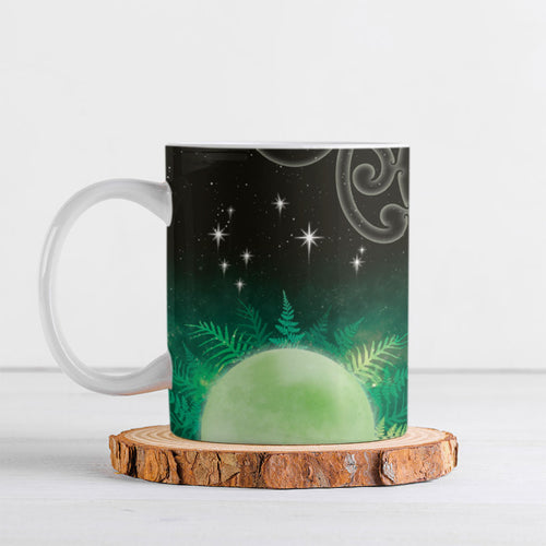 New Zealand Matariki Ceramic Mug Pleiades Star Cluster Green Galaxy