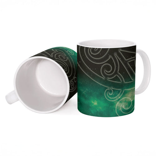 New Zealand Matariki Ceramic Mug Pleiades Star Cluster Green Galaxy