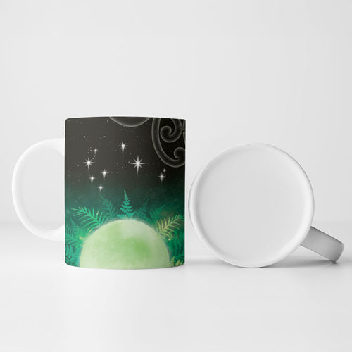New Zealand Matariki Ceramic Mug Pleiades Star Cluster Green Galaxy