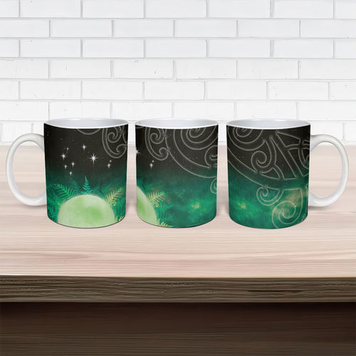 New Zealand Matariki Ceramic Mug Pleiades Star Cluster Green Galaxy