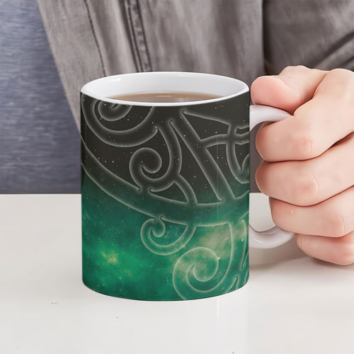 New Zealand Matariki Ceramic Mug Pleiades Star Cluster Green Galaxy