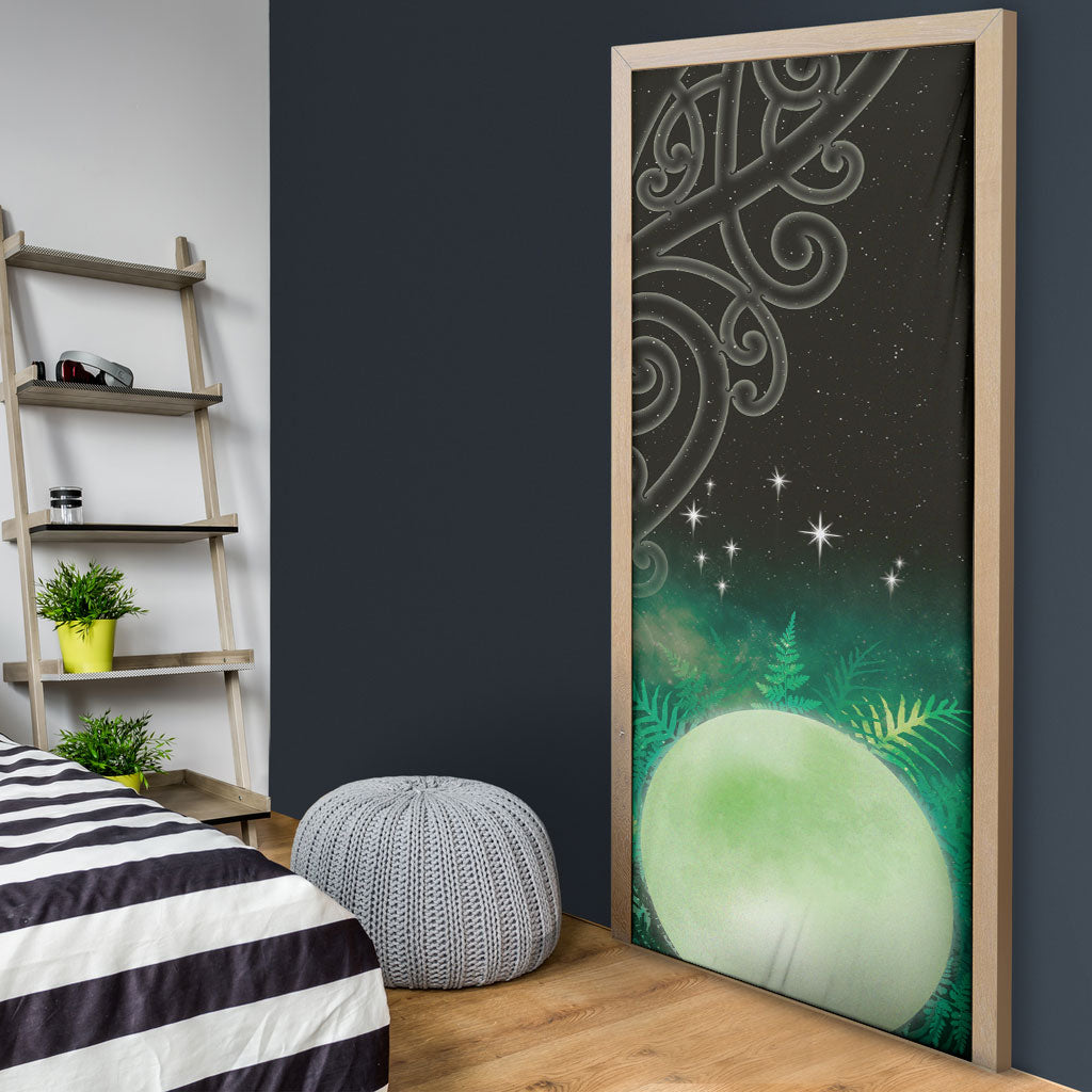 New Zealand Matariki Door Cover Pleiades Star Cluster Green Galaxy