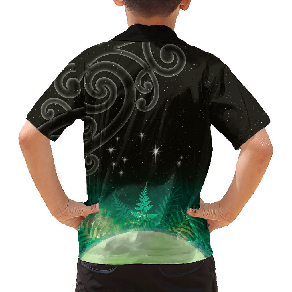 New Zealand Matariki Family Matching Mermaid Dress and Hawaiian Shirt Pleiades Star Cluster Green Galaxy