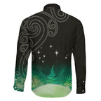 New Zealand Matariki Family Matching Mermaid Dress and Hawaiian Shirt Pleiades Star Cluster Green Galaxy