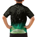 New Zealand Matariki Family Matching Puletasi and Hawaiian Shirt Pleiades Star Cluster Green Galaxy