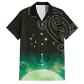 New Zealand Matariki Family Matching Puletasi and Hawaiian Shirt Pleiades Star Cluster Green Galaxy