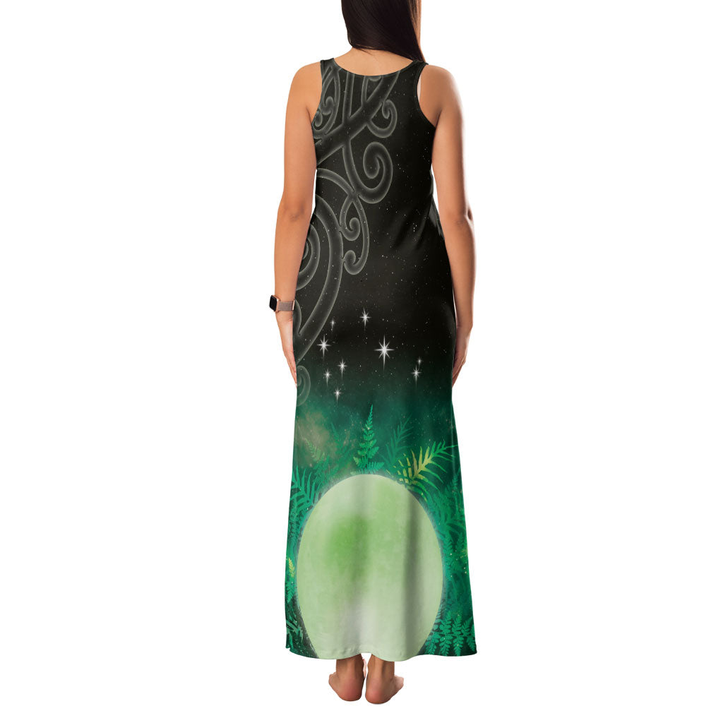 New Zealand Matariki Family Matching Tank Maxi Dress and Hawaiian Shirt Pleiades Star Cluster Green Galaxy