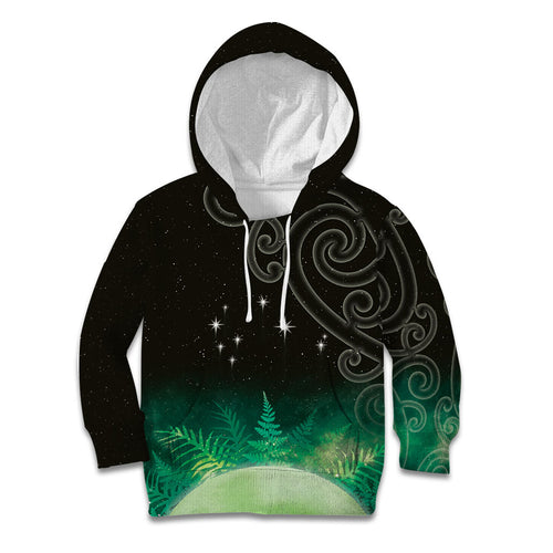 New Zealand Matariki Kid Hoodie Pleiades Star Cluster Green Galaxy