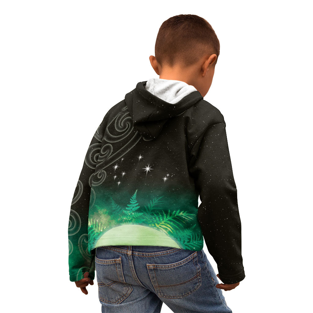 New Zealand Matariki Kid Hoodie Pleiades Star Cluster Green Galaxy