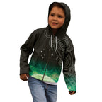 New Zealand Matariki Kid Hoodie Pleiades Star Cluster Green Galaxy