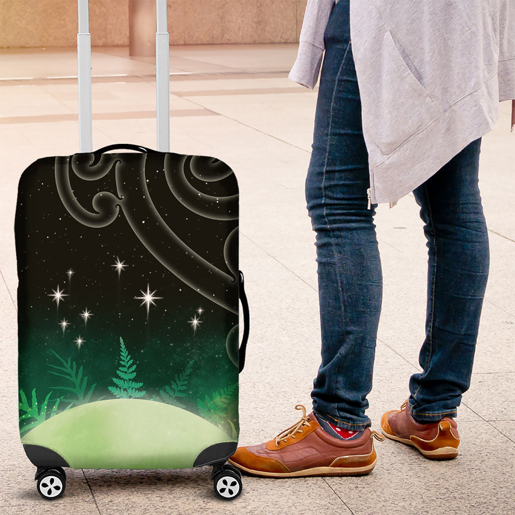 New Zealand Matariki Luggage Cover Pleiades Star Cluster Green Galaxy