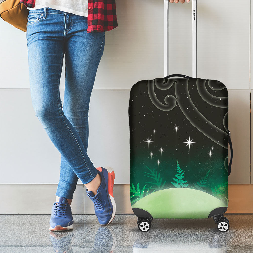 New Zealand Matariki Luggage Cover Pleiades Star Cluster Green Galaxy