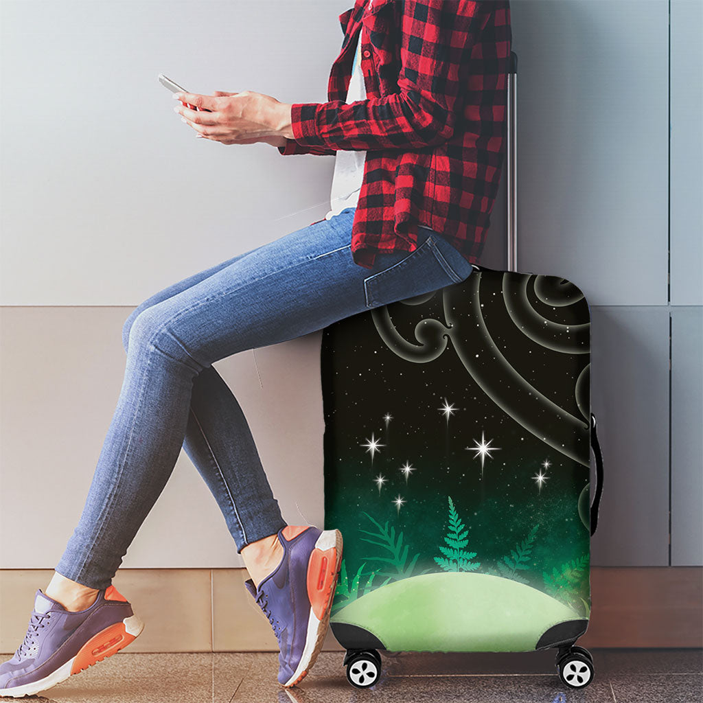 New Zealand Matariki Luggage Cover Pleiades Star Cluster Green Galaxy