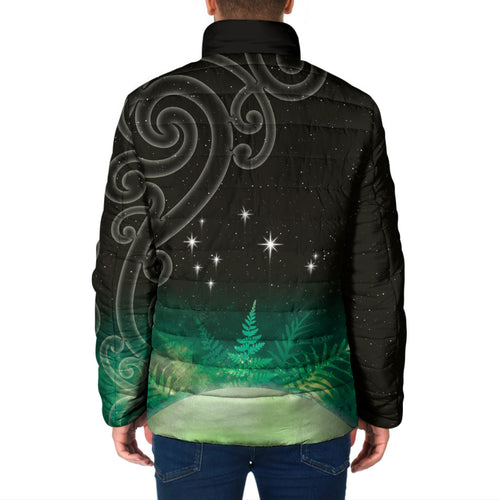 New Zealand Matariki Padded Jacket Pleiades Star Cluster Green Galaxy