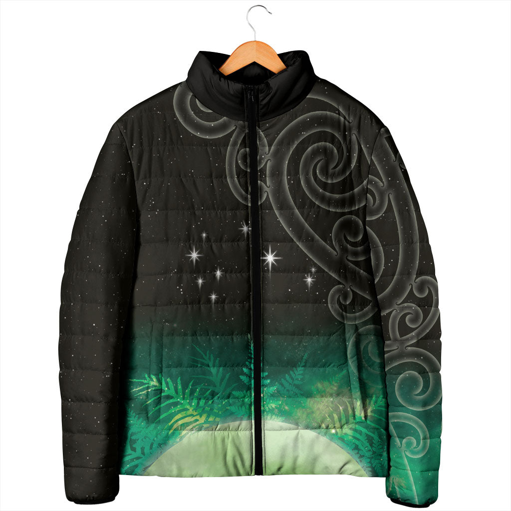 New Zealand Matariki Padded Jacket Pleiades Star Cluster Green Galaxy