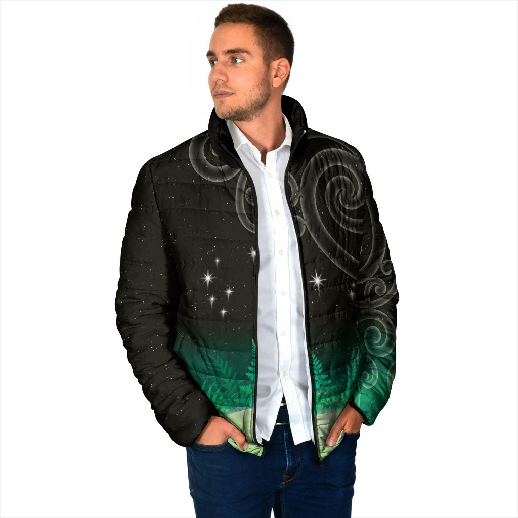 New Zealand Matariki Padded Jacket Pleiades Star Cluster Green Galaxy