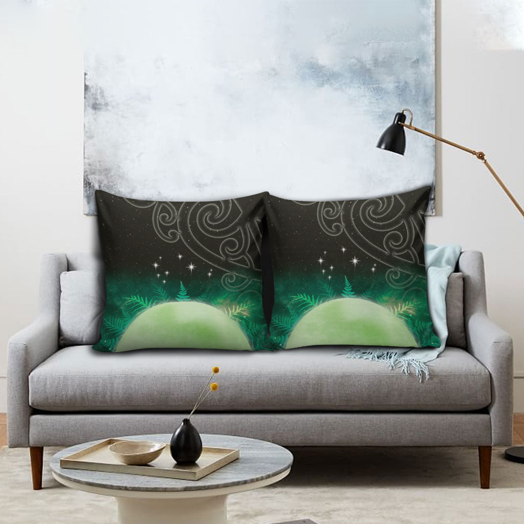 New Zealand Matariki Pillow Cover Pleiades Star Cluster Green Galaxy