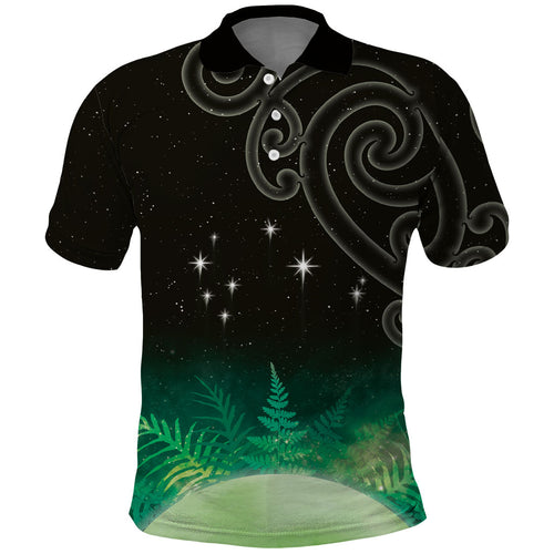 New Zealand Matariki Polo Shirt Pleiades Star Cluster Green Galaxy