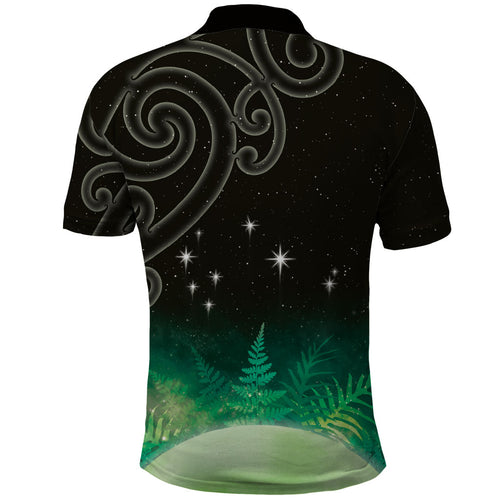 New Zealand Matariki Polo Shirt Pleiades Star Cluster Green Galaxy