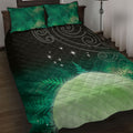 New Zealand Matariki Quilt Bed Set Pleiades Star Cluster Green Galaxy