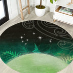 New Zealand Matariki Round Carpet Pleiades Star Cluster Green Galaxy