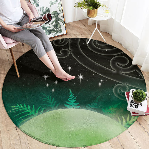 New Zealand Matariki Round Carpet Pleiades Star Cluster Green Galaxy