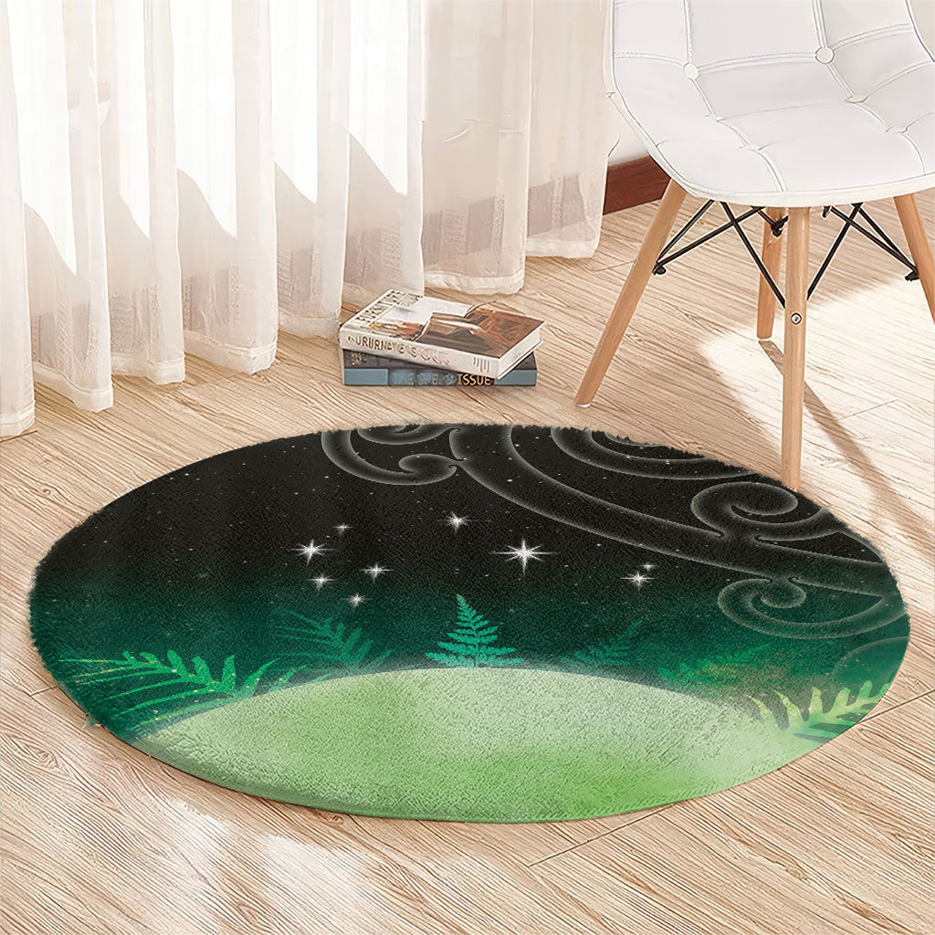 New Zealand Matariki Round Carpet Pleiades Star Cluster Green Galaxy