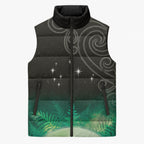 New Zealand Matariki Sleeveless Puffer Jacket Pleiades Star Cluster Green Galaxy