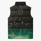 New Zealand Matariki Sleeveless Puffer Jacket Pleiades Star Cluster Green Galaxy