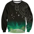 New Zealand Matariki Sweatshirt Pleiades Star Cluster Green Galaxy