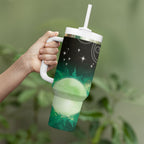 New Zealand Matariki Tumbler With Handle Pleiades Star Cluster Green Galaxy