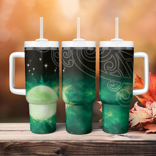 New Zealand Matariki Tumbler With Handle Pleiades Star Cluster Green Galaxy