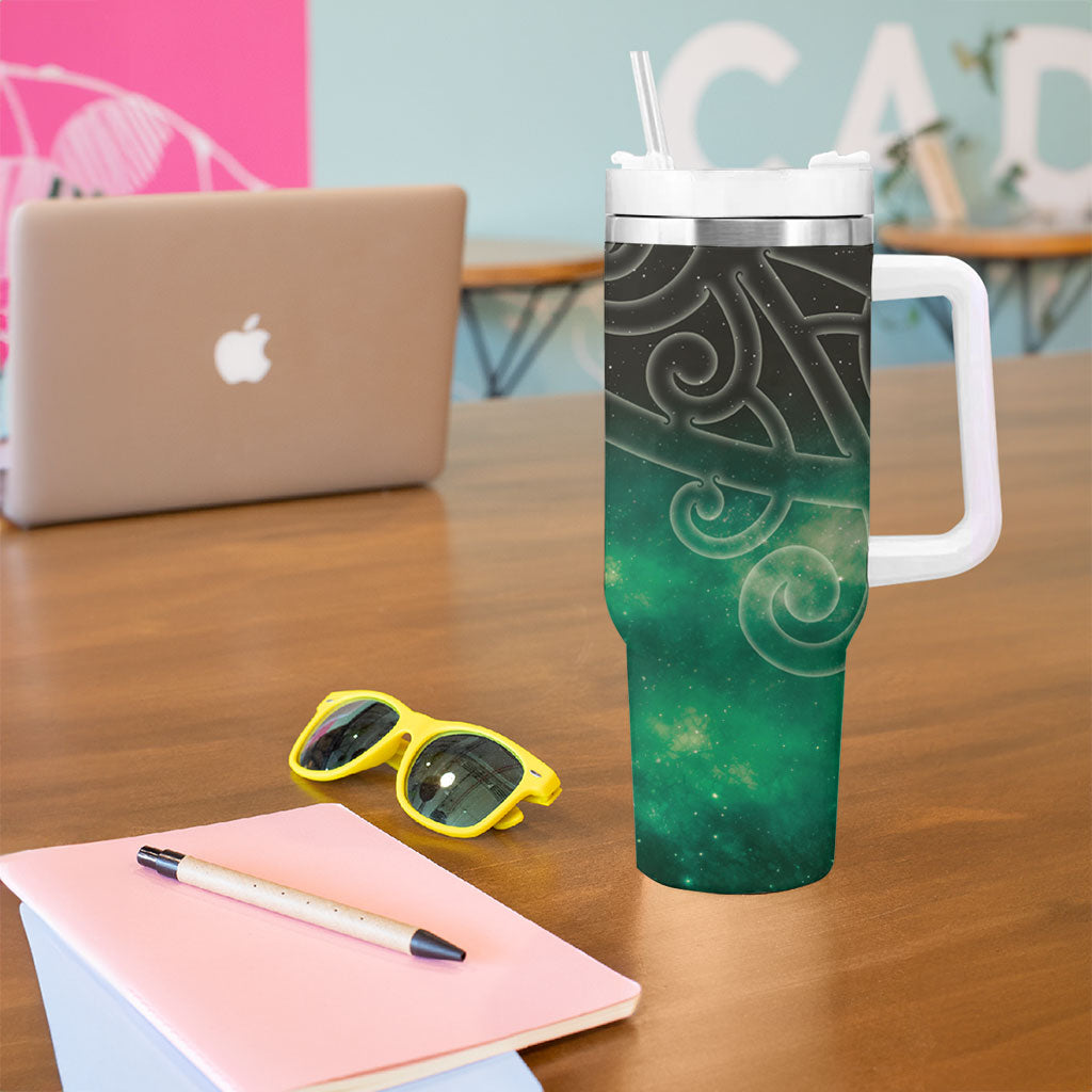 New Zealand Matariki Tumbler With Handle Pleiades Star Cluster Green Galaxy