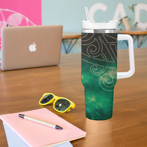 New Zealand Matariki Tumbler With Handle Pleiades Star Cluster Green Galaxy