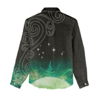 New Zealand Matariki Women Casual Shirt Pleiades Star Cluster Green Galaxy