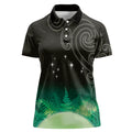 New Zealand Matariki Women Polo Shirt Pleiades Star Cluster Green Galaxy