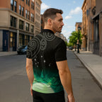 New Zealand Matariki Zipper Polo Shirt Pleiades Star Cluster Green Galaxy