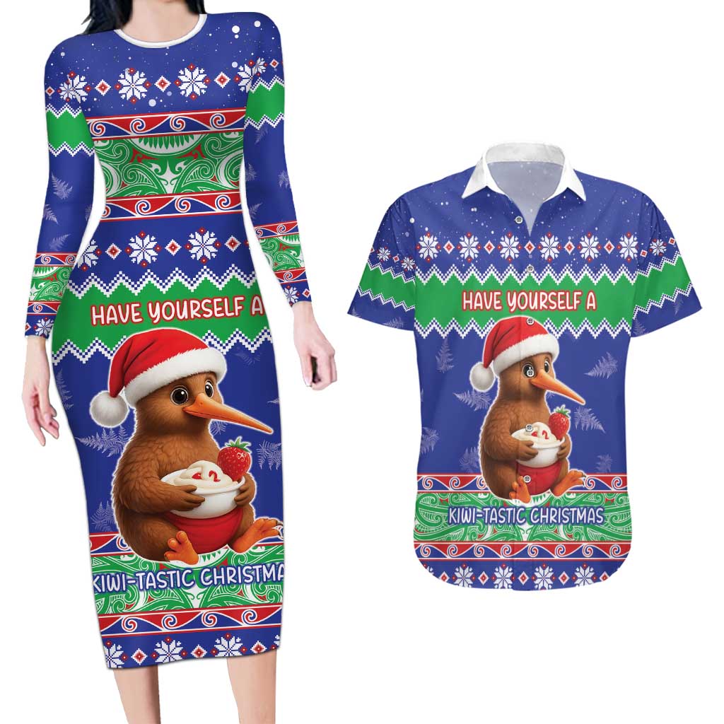 New Zealand Christmas Couples Matching Long Sleeve Bodycon Dress and Hawaiian Shirt Have Yourself A Kiwi-tastic Christmas - Aussie Hoodie