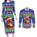 New Zealand Christmas Couples Matching Long Sleeve Bodycon Dress and Long Sleeve Button Shirt Have Yourself A Kiwi-tastic Christmas - Aussie Hoodie