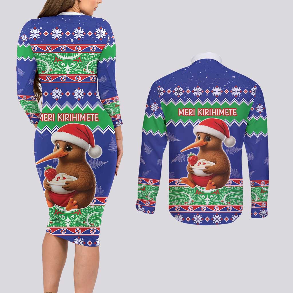 New Zealand Christmas Couples Matching Long Sleeve Bodycon Dress and Long Sleeve Button Shirt Have Yourself A Kiwi-tastic Christmas - Aussie Hoodie