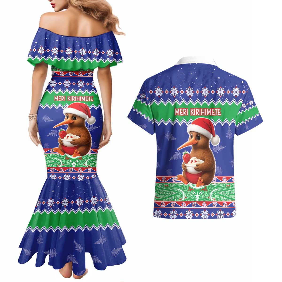 New Zealand Christmas Couples Matching Mermaid Dress and Hawaiian Shirt Have Yourself A Kiwi-tastic Christmas - Aussie Hoodie