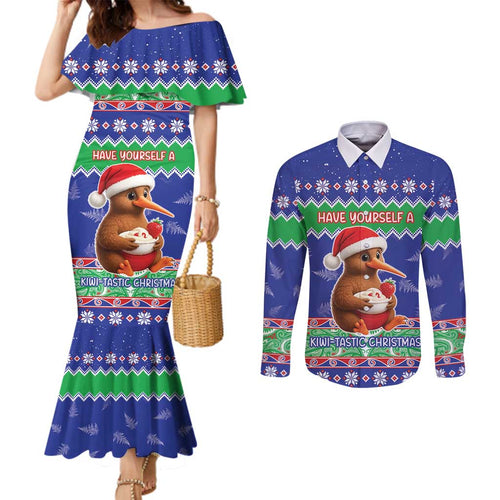 New Zealand Christmas Couples Matching Mermaid Dress and Long Sleeve Button Shirt Have Yourself A Kiwi-tastic Christmas - Aussie Hoodie
