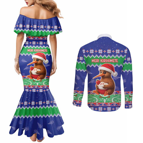 New Zealand Christmas Couples Matching Mermaid Dress and Long Sleeve Button Shirt Have Yourself A Kiwi-tastic Christmas - Aussie Hoodie
